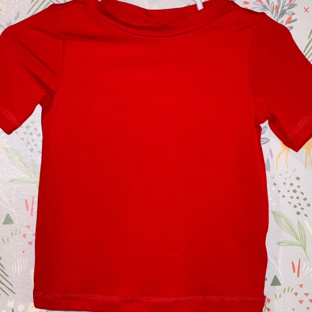 Barely Worn Cat & Jack 12 Months Bright Red Short Sleeve Swim Rashguard UPF 50